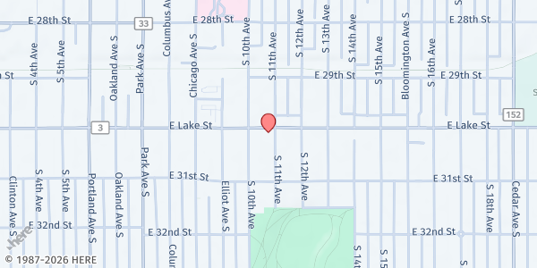 Map showing Division of Indian Work at 1001 East Lake Street, Minneapolis, MN