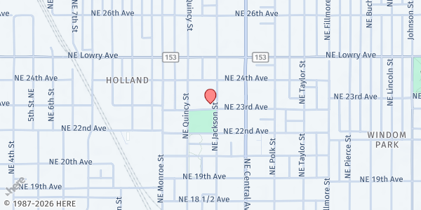 Map showing Food Shelf In-A-Box at Emma B Howe YMCA at 2304 Jackson St NE, Minneapolis, MN