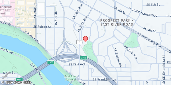 Map showing Glendale Food Shelf at 92 St. Mary's Ave SE, Minneapolis, MN