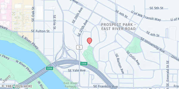 Map showing Glendale Food Shelf at 92 St Marys Ave SE, Minneapolis, MN