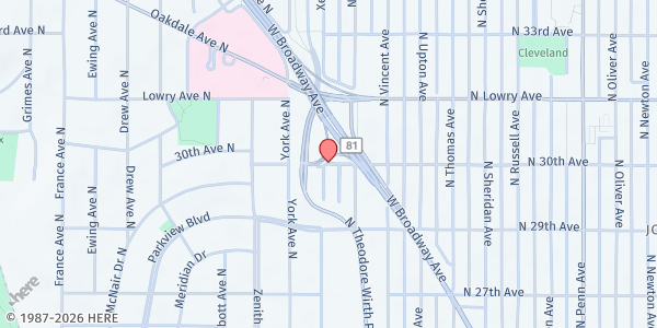 Map showing Great is Thy Faithfulness (Formerly New Bethel) at 1115 30th Ave North, Minneapolis, MN