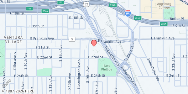 Map showing Hiawatha 2019 - High Rise at 2019 16th Ave S, Minneapolis, MN