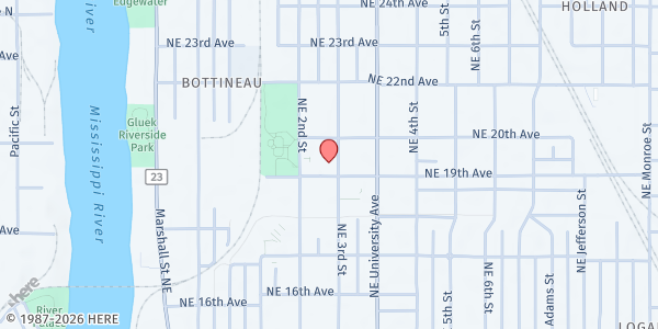 Map showing High Rise Mobile Food Shelf - 1900 3rd Street NE at 1900 3rd Street NE, Minneapolis, MN
