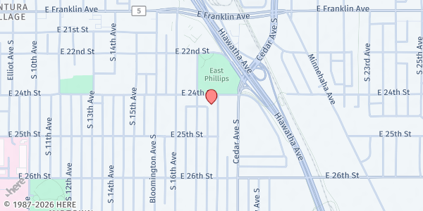 Map showing Loaves & Fishes - Holy Rosary Church at 2424 18th Avenue South, Minneapolis, MN