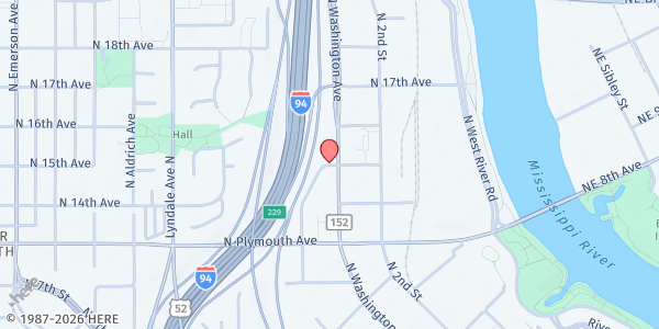 Map showing Lynway Manor - High Rise Mobile Food Shelf at 2415 3rd Street N, Minneapolis, MN