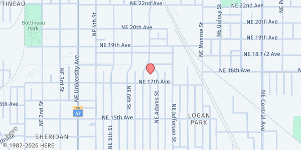 Map showing Mobile Market at The Holland at 1717 Washington St NE, Minneapolis, MN