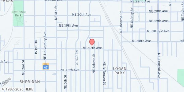 Map showing Mobile Market at The Holland at 1717 Washington St NE, Minneapolis, MN