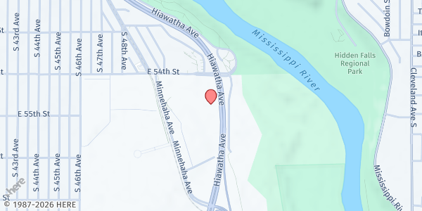 Map showing Mobile Market at Veterans East at 5019 E 54th St, Minneapolis, MN