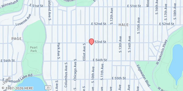 Map showing Nokomis Heights Lutheran Church at 5300 10th Ave S, Minneapolis, MN