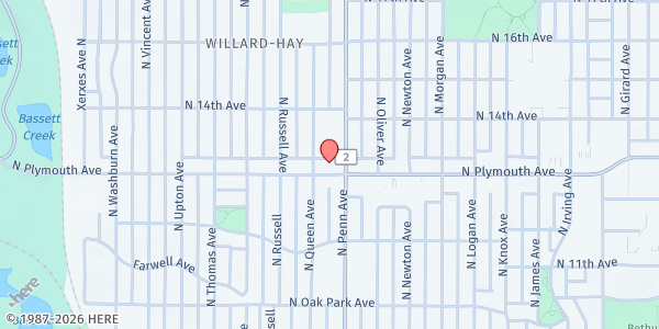 Map showing Northpoint Health & Wellness Center at 2220 Plymouth Ave N, Minneapolis, MN