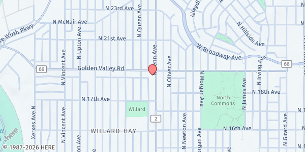 Map showing NorthPoint Health & Wellness Food Shelf at 1835 Penn Ave N, Minneapolis, MN