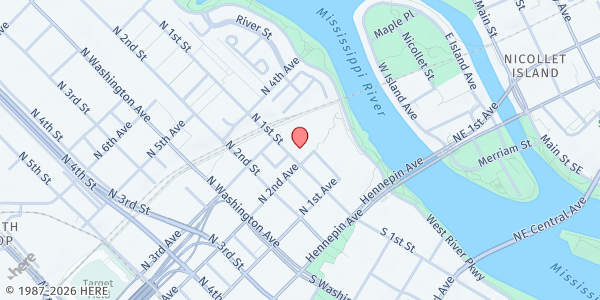 Map showing Palisade Assembly of God at 204 North 1st Street, Minneapolis, MN