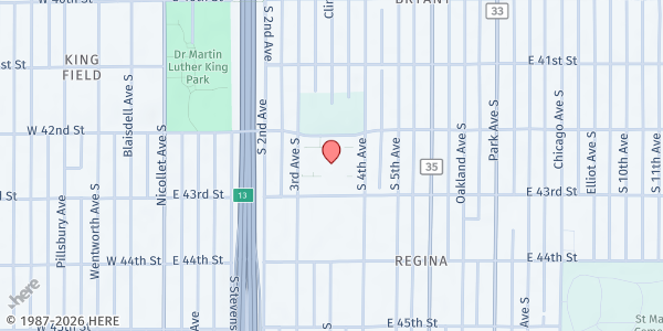 Map showing PICA – McKnight Center Food Shelf at 4225 3rd Ave S, Minneapolis, MN