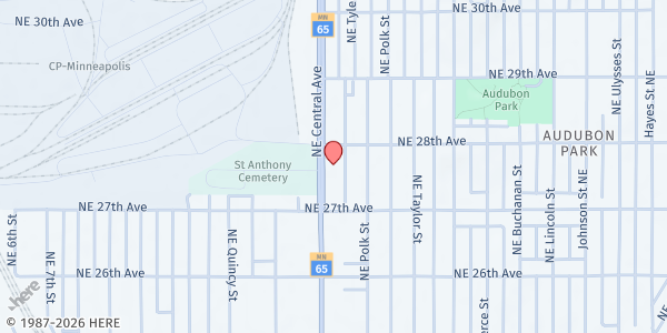 Map showing Salvation Army - NEED office at 2727 Central Ave NE, Minneapolis, MN