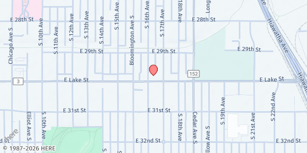 Map showing Salvation Army Temple Corps at 1604 E Lake Street, Minneapolis, MN