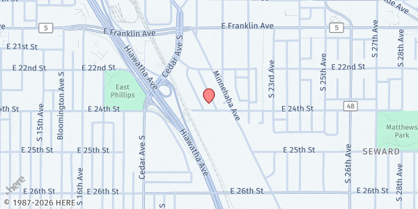 Map showing Sanneh Warehouse at 2323 Snelling Ave, Minneapolis, MN