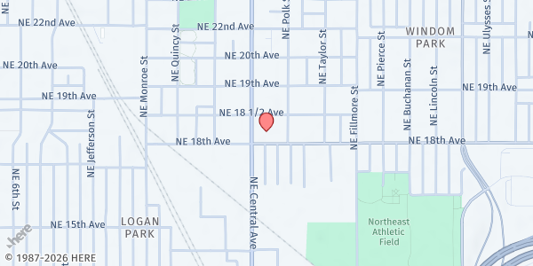 Map showing Senior Food Shelf - Central Avenue at 1801 Central Avenue NE, Minneapolis, MN