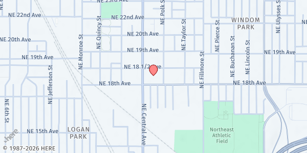 Map showing Senior Food Shelf at 1801 Central Ave NE, Minneapolis, MN