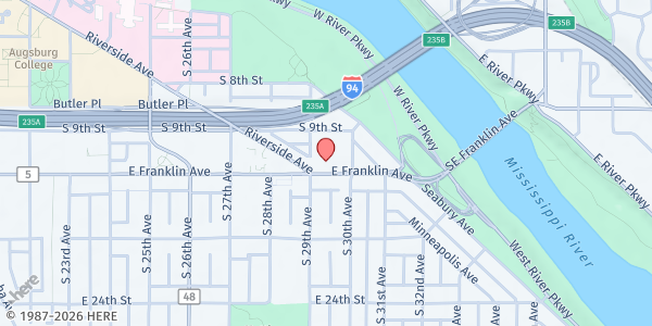 Map showing Seward Tower East at 2910 East Franklin, Minneapolis, MN