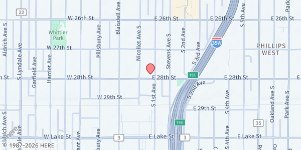 Map showing Simpson Center for Servant Ministries at 2740 First Avenue South, Minneapolis, MN