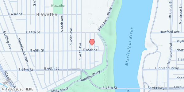 Map showing South Minneapolis Meals on Wheels at 4445 47th Av S, Minneapolis, MN