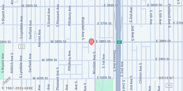 Map showing The Aliveness Project at 3808 Nicollet Ave, Minneapolis, MN