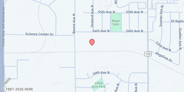 Map showing The Food Group at 8501 54th Ave N, Minneapolis, MN