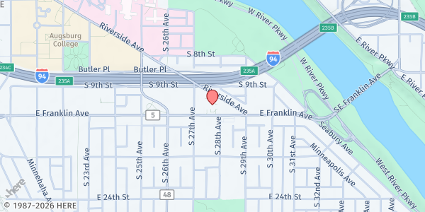 Map showing The Riverside - High Rise at 2728 East Franklin Avenue, Minneapolis, MN