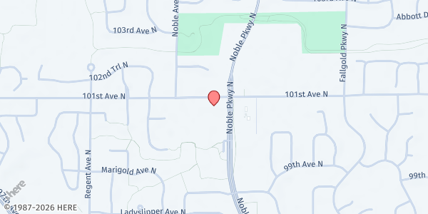 Map showing The Salvation Army - Noble Worship and Community Center at 10011 Noble Pkwy, Minneapolis, MN