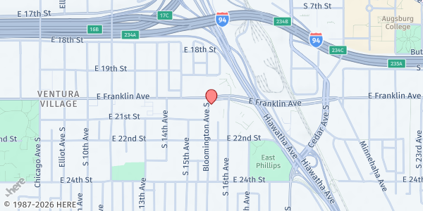 Map showing The Sanneh Foundation- CUHCC at 2001 Bloomington Ave, Minneapolis, MN
