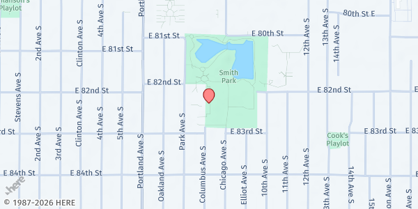 Map showing VEAP Mobile at Dar Al-Farooq at 8201 Park Ave S, Minneapolis, MN