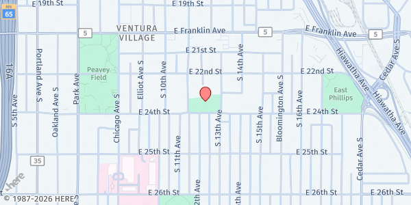 Map showing Waite House Food Shelf at 2323 11th Ave South, Minneapolis, MN