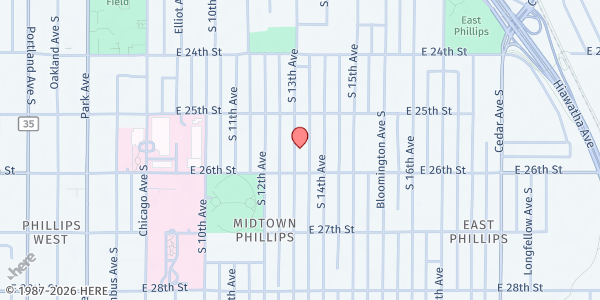 Map showing Waite House Food Shelf at 2323 11th Ave South, Minneapolis, MN