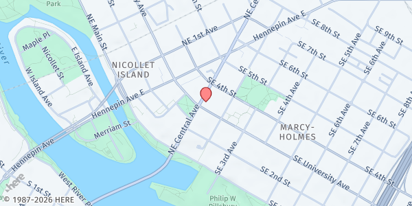 Map showing Working Partnerships - Minneapolis Office at 312 Central Avenue SE, Minneapolis, MN