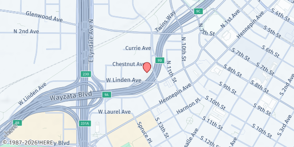 Map showing Youth Link Food Shelf at 41 North 12th Street, Minneapolis, MN