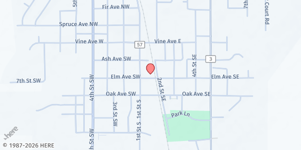 Map showing The Salvation Army – Montgomery Food Shelf at 151 Elm Avenue Southeast, Montgomery, MN