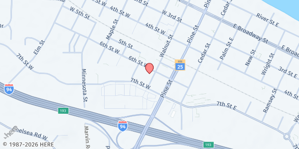 Map showing Monticello Farmers Market at 200 W 6th St, Monticello, MN