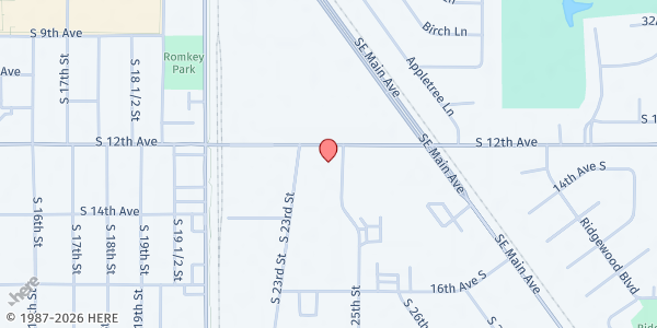 Map showing Great Plains Food Bank - Moorhead Office at 2419 12th Ave S Ste 1, Moorhead, MN