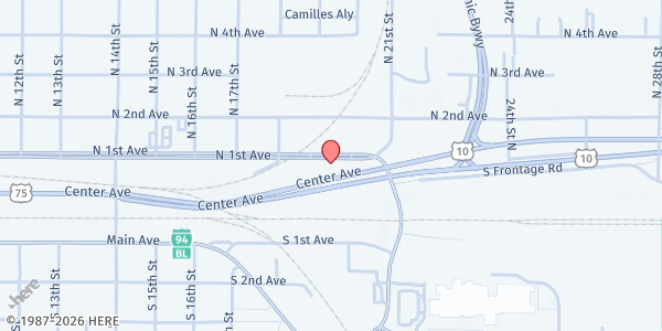 Map showing Micah's Mission Shelter and Community Meal at 1901 1st Ave N, Moorhead, MN