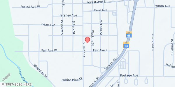 Map showing Soup for the Soul Mora at 536 S Union St S, Mora, MN