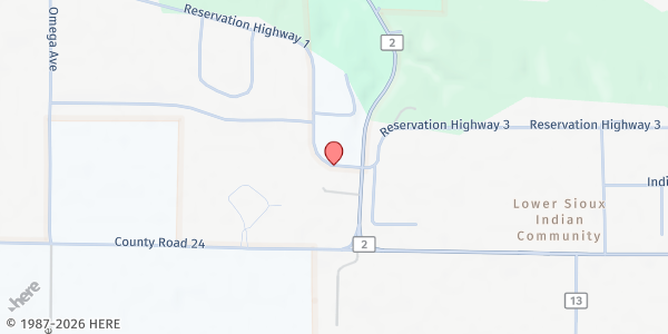Map showing Cansayapi Food Pantry at 39512 Reservation Highway 1, Morton, MN