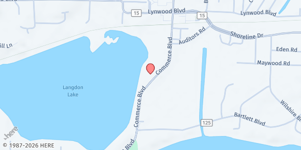 Map showing Westonka Food Shelf at 2443 Commerce Blvd, Mound, MN