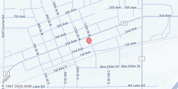 Map showing Mountain Lake Community Food Shelf at 1027 2nd Ave, Mountain Lake, MN