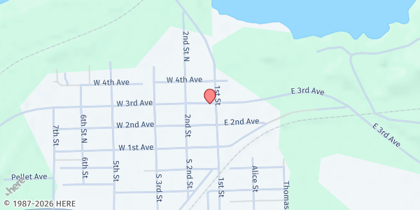 Map showing Keewatin Elementary Food Pantry at 100 Spartan Way, Nashwauk, MN