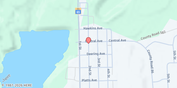Map showing Open Hands Open Hearts at 119 - 2nd Street, Nashwauk, MN