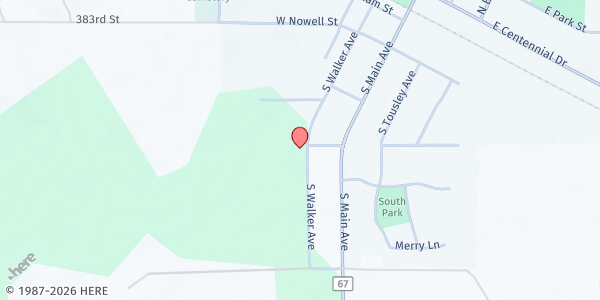 Map showing New York Mills Area Food Shelf at 400 S Walker Ave, New York Mills, MN