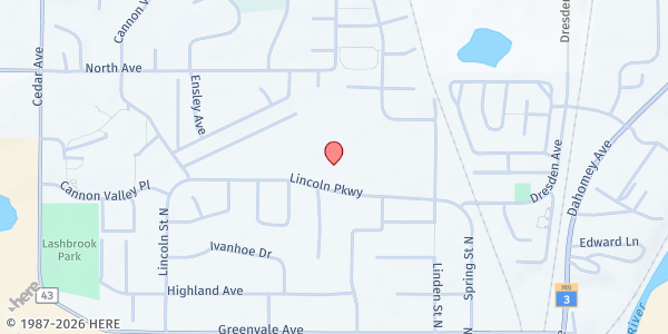 Map showing Northfield Community Education Center (NCEC) at 700 Lincoln Parkway, Northfield, MN