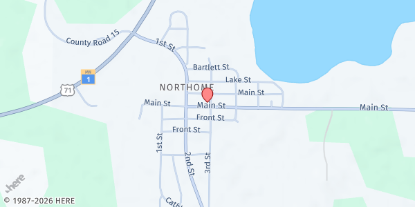 Map showing Northome Food Shelf at 12059 Main St, Northome, MN
