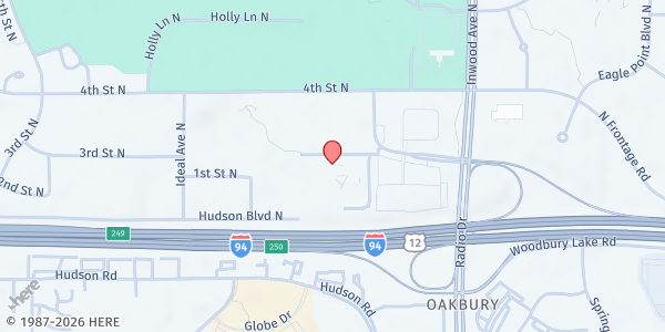Map showing Open Cupboard Emergency Food Shelf at 8264 4th Street North, Oakdale, MN