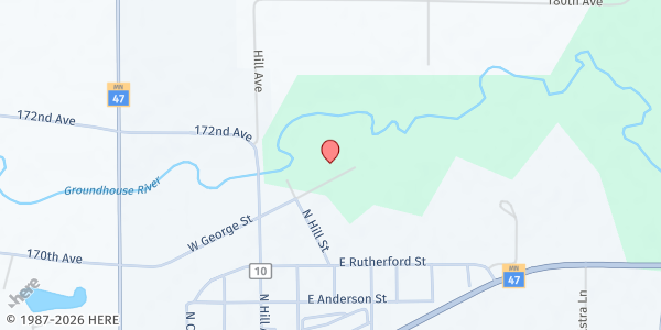 Map showing Ogilvie Food Shelf at 225 E George St, Ogilvie, MN